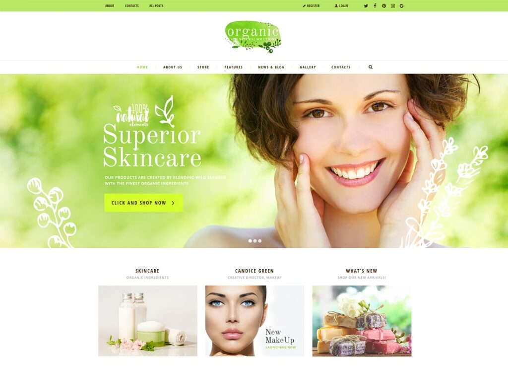 Biologico | Tema WordPress per negozio di bellezza biologico e cosmetici naturali