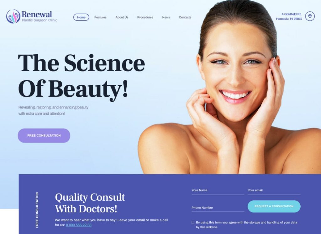 Rinnovo | Tema WordPress medico della clinica di chirurgia plastica