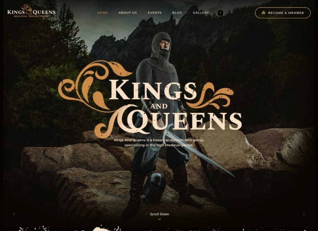 Re e regine | Tema WordPress per la rievocazione storica della guerra medievale