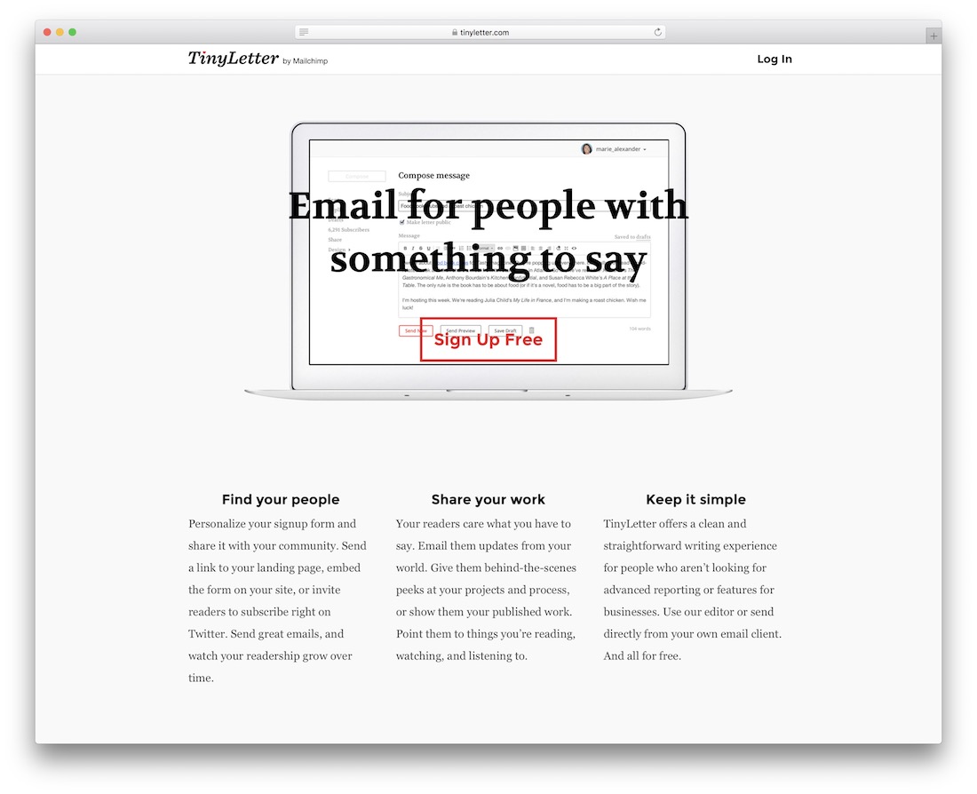 Plateforme de messagerie tinyletter pour les développeurs