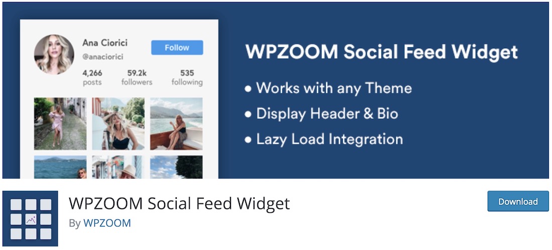 widget instagram di wpzoom plugin wordpress