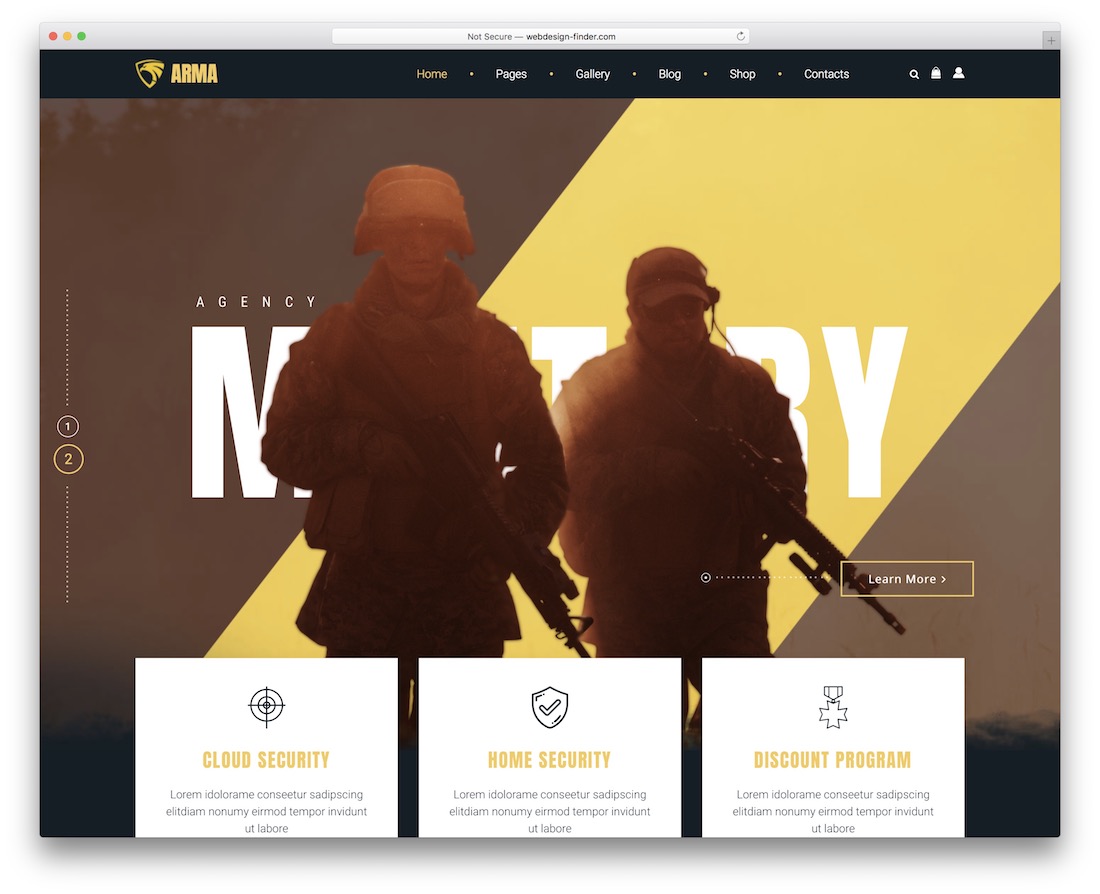 tema militar do wordpress de arma