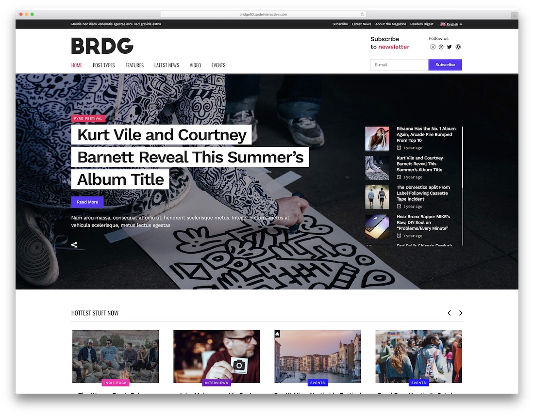 tema de wordpress de música de ponte