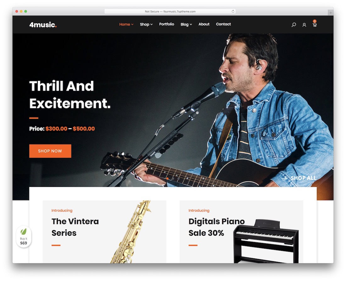 tema wordpress de música de quatro músicas