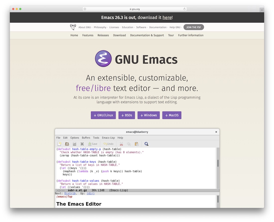 emacsコードテキストエディタ