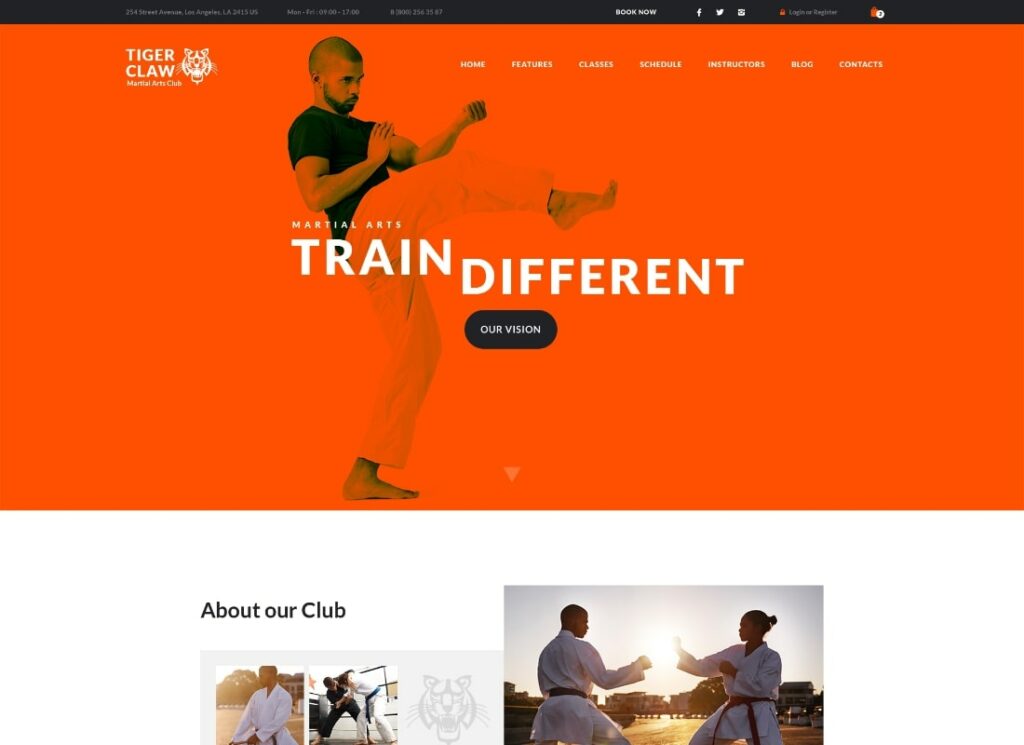 Garra de tigre | Tema WordPress da Escola de Artes Marciais e Centro de Fitness