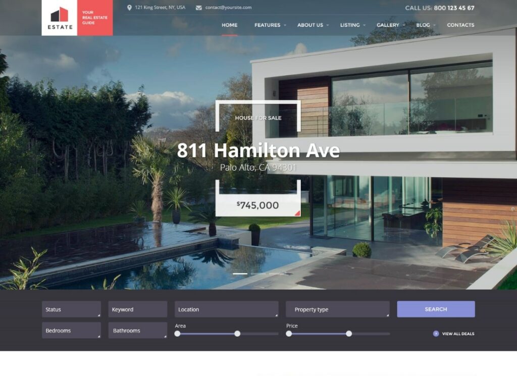 Estate | Vendas e aluguel de propriedades WordPress Theme + RTL