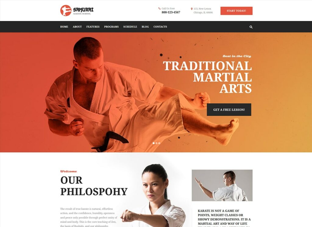 Samurai | Tema WordPress de Karate School e Fitness Center