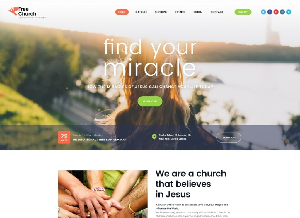 Igreja Livre | Tema cristão WordPress de religião e caridade