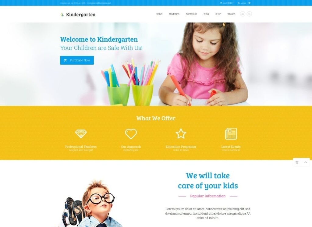 Jardim de infância | Tema WordPress de creche e educação infantil