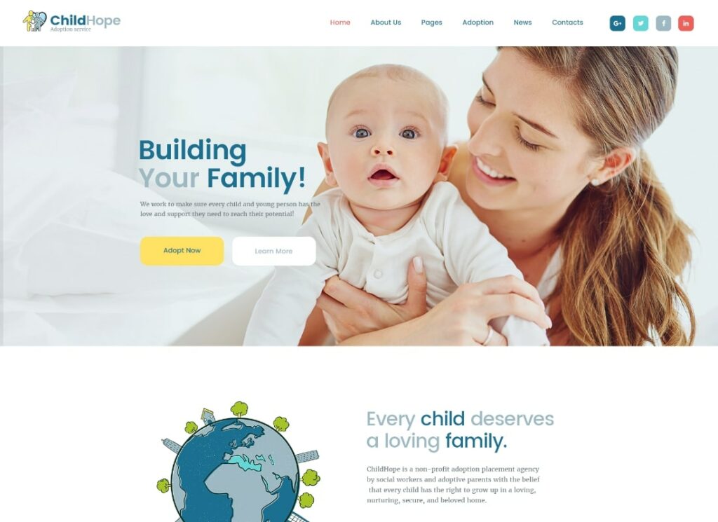 ChildHope | Tema WordPress para serviço de adoção de crianças e instituições beneficentes, sem fins lucrativos