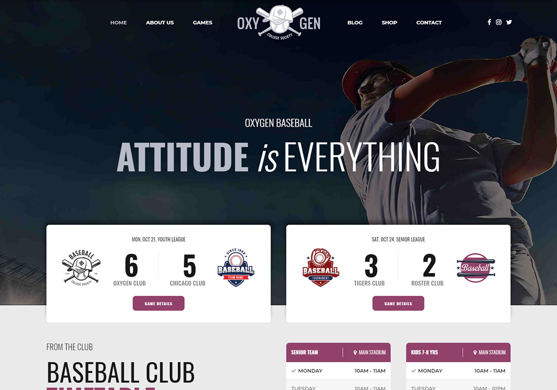 Tema de WordPress de béisbol Oxigeno