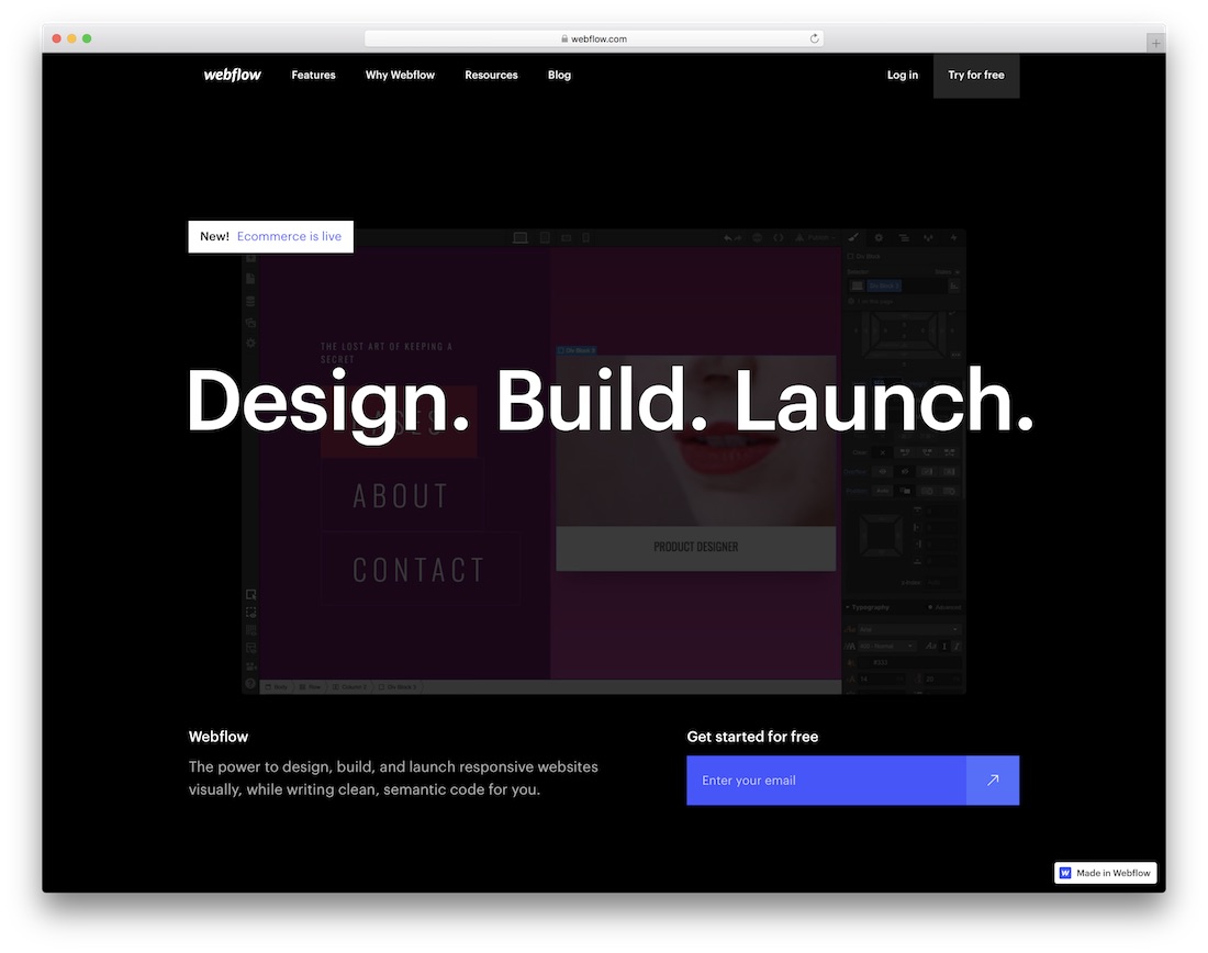creador de sitios web gratuito webflow
