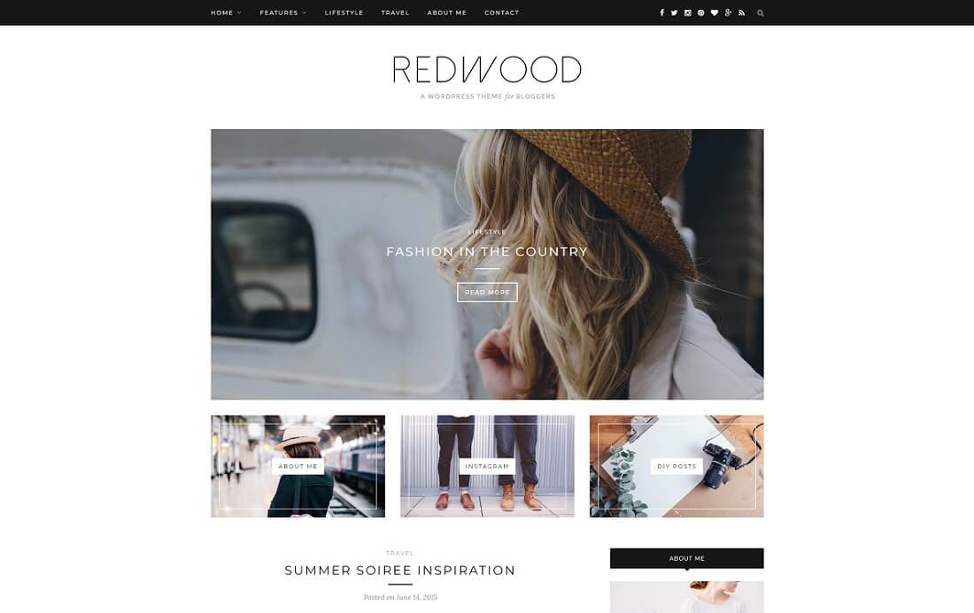 tema de instagram de wordpress de redwood
