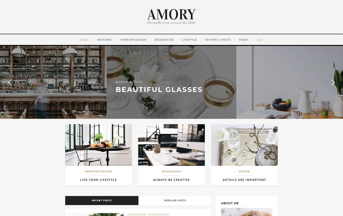tema de instagram de amory wordpress