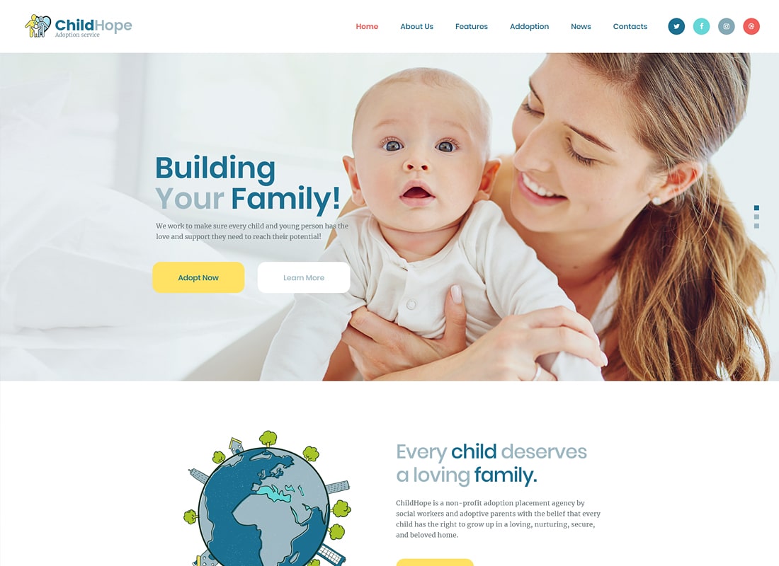 ChildHope | خدمة تبني الأطفال وموضوع WordPress الخيرية