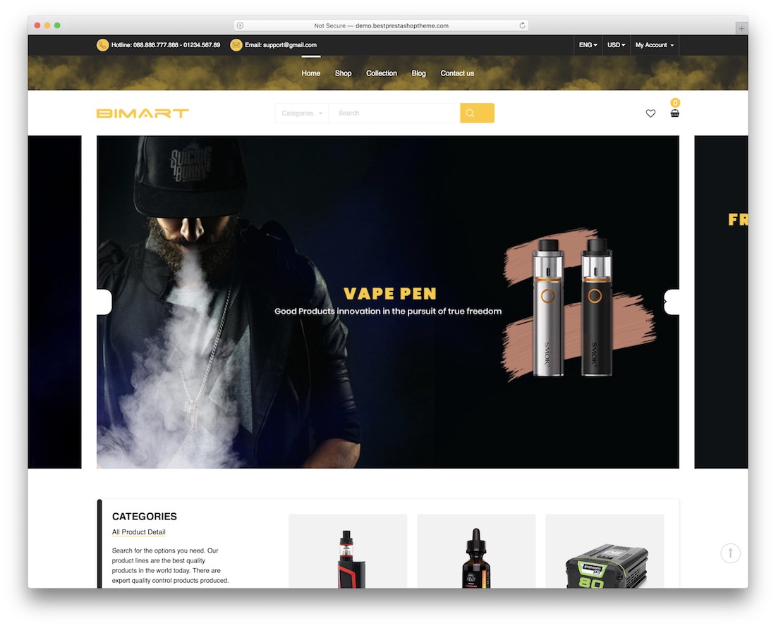 Bimart Vaping E-Commerce-Thema