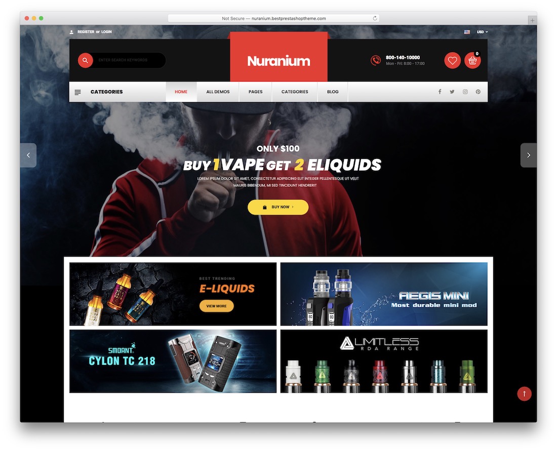 Nuranium Vaping E-Commerce-Thema