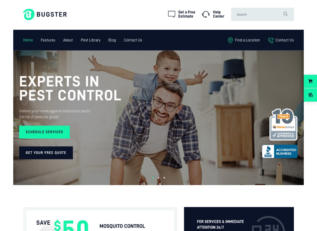 Bugster | Thème WordPress Bugs & Pest Control pour les services à domicile