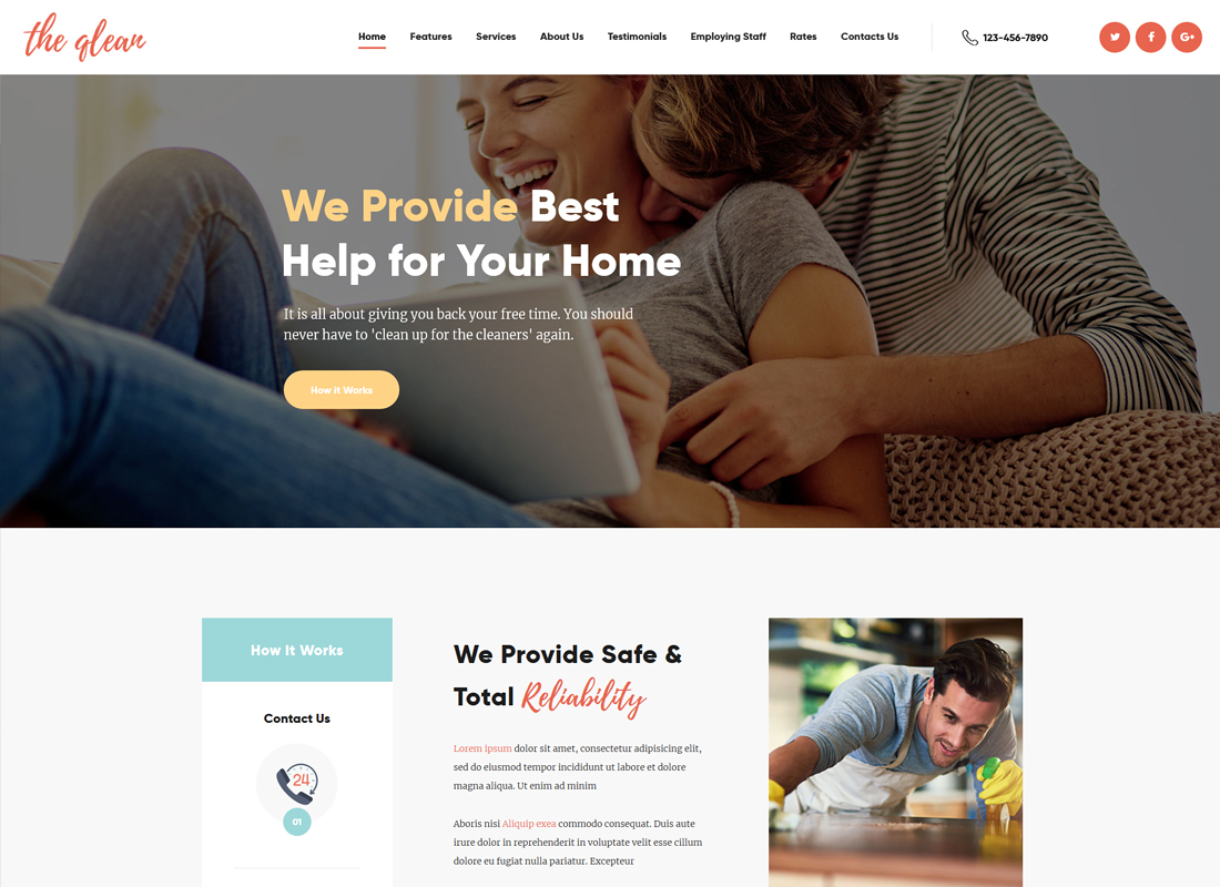 The Qlean - Thème WordPress pour entreprise de nettoyage