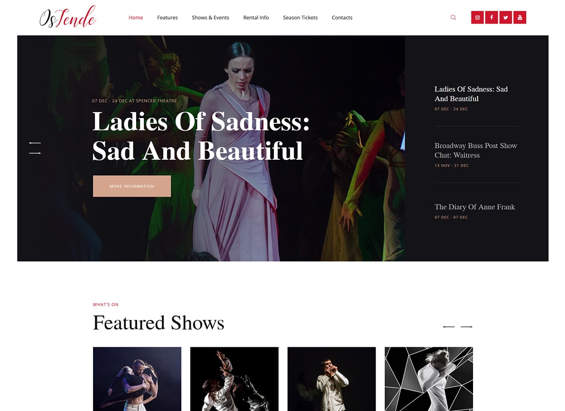 Ostende | Thème WordPress de l'école des arts et du théâtre