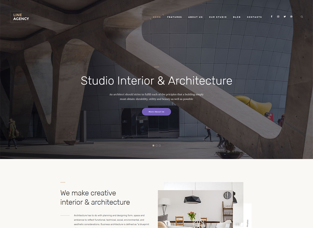 Agence en ligne - Thème WordPress pour le design d'intérieur et l'architecture