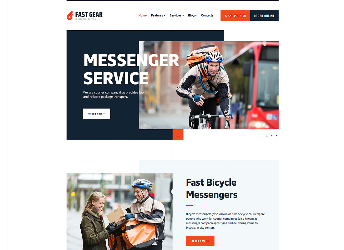 Fast Gear - Thème WordPress pour services de messagerie et de livraison