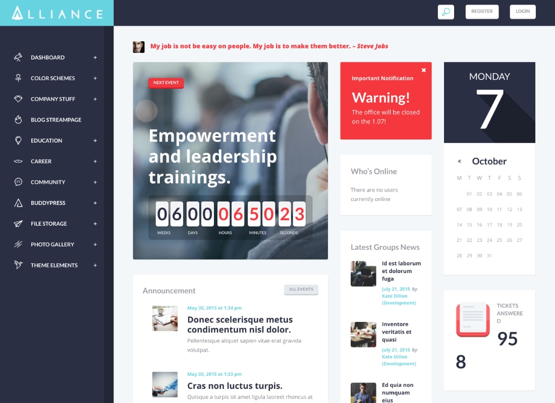 Alliance | Thème WordPress pour intranet et extranet