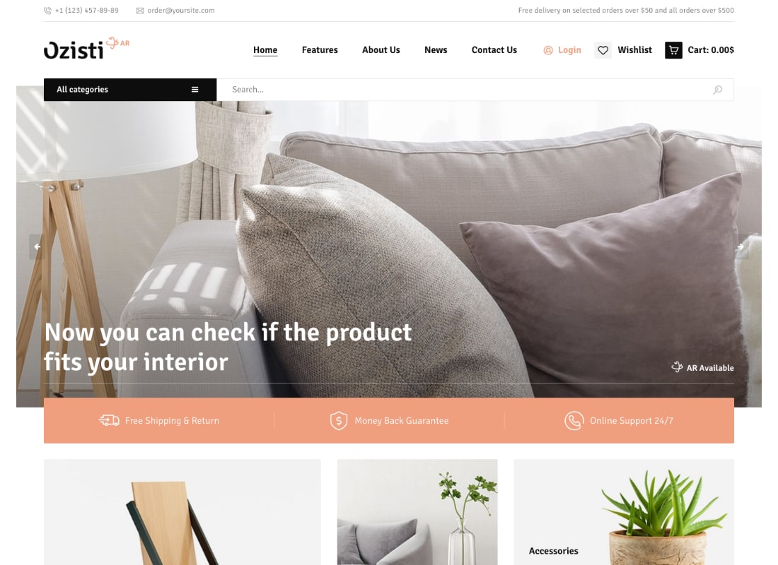 Ozisti | Un magasin de réalité augmentée à thème WordPress WooCommerce multi-concept prêt pour le magasin