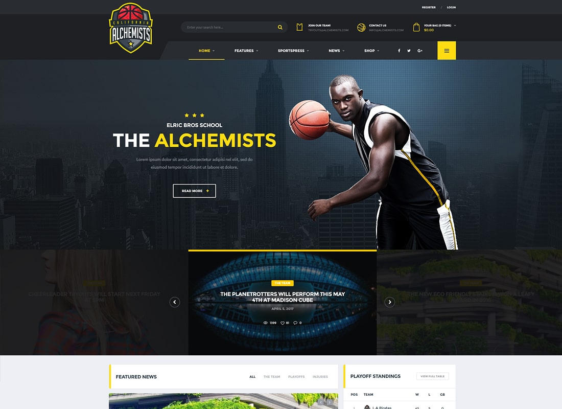 Alchimistes - Thème WordPress pour club de sport et actualités