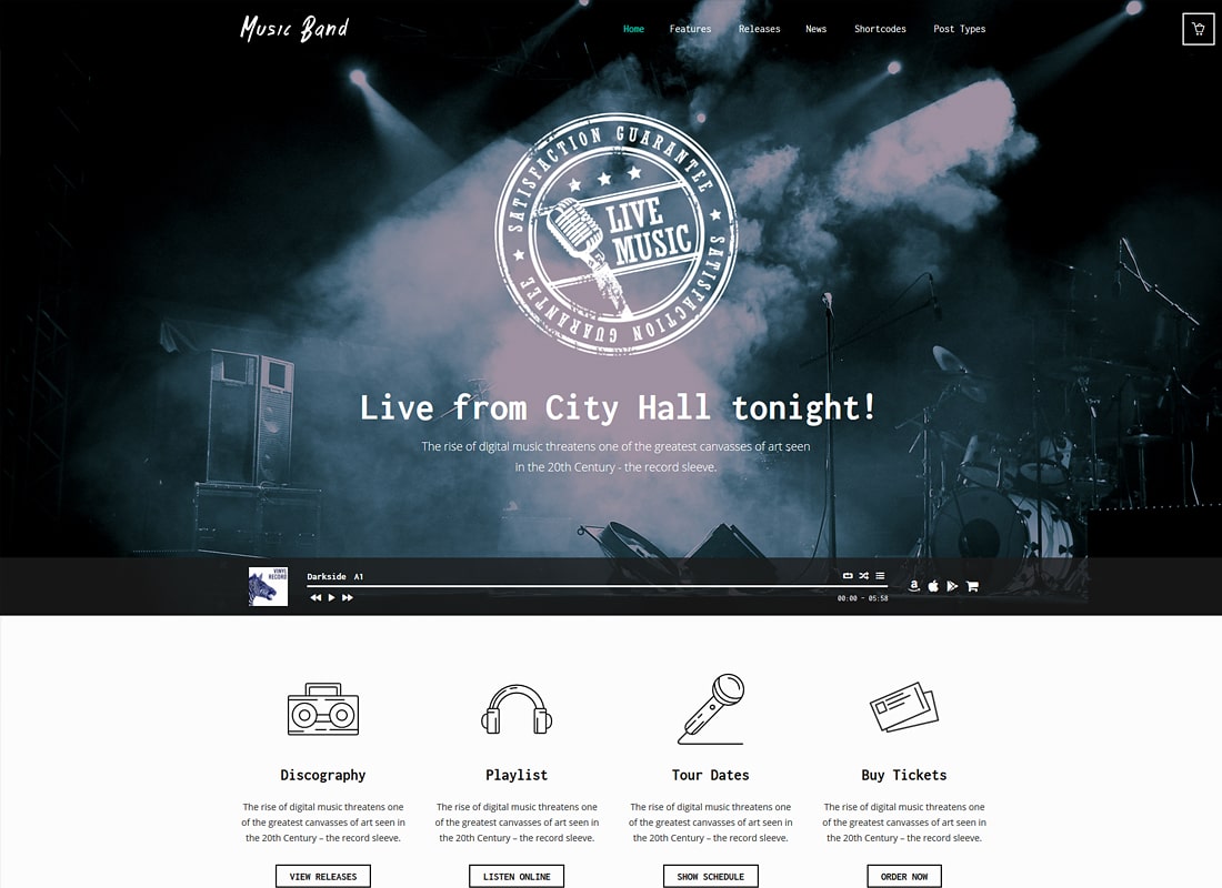 Thème WordPress pour événement en direct de groupe de musique et club de musique