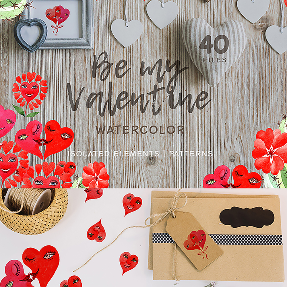 Illustration de png d'aquarelle de coeurs de la Saint-Valentin