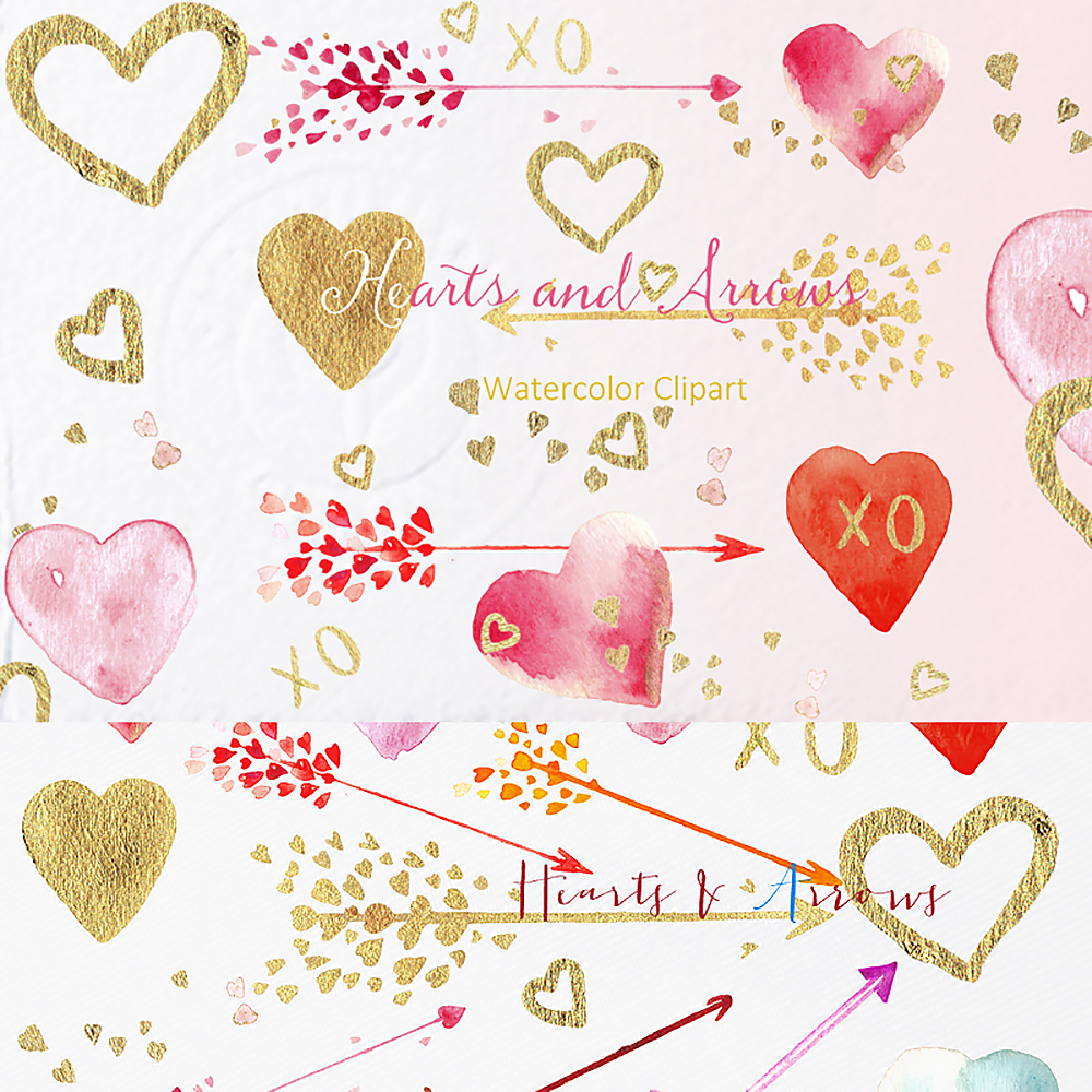 Clipart coeurs et flèches Saint Valentin