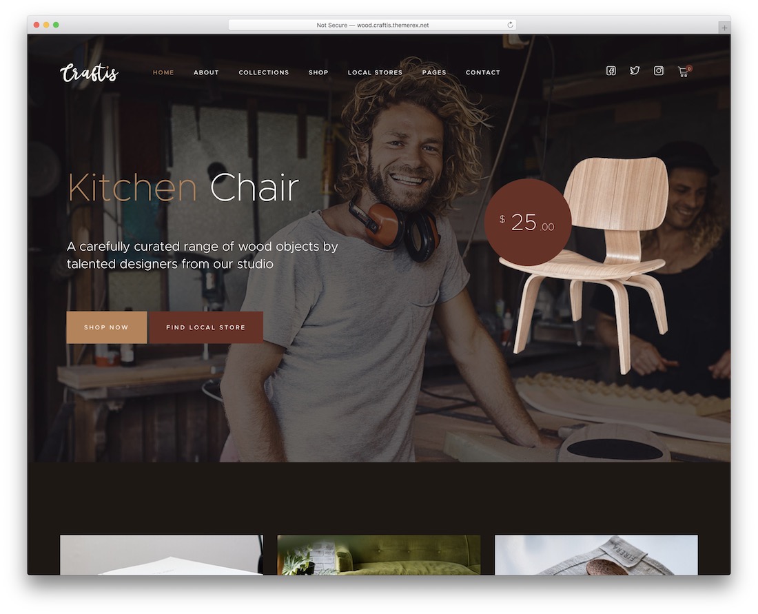 thème wordpress de menuiserie craftis