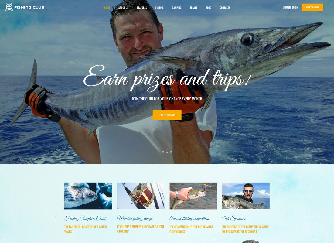 Thème WordPress du club de pêche et de chasse