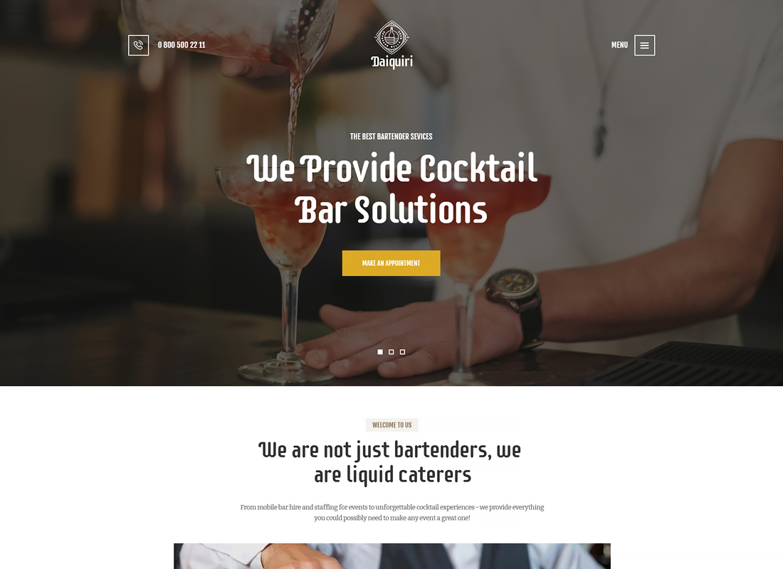 Daiquiri | Thème WordPress pour services de barman et restauration