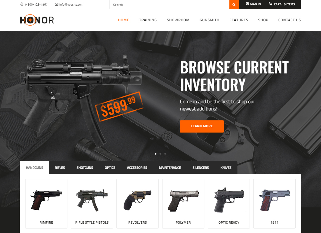 Honneur | Thème WordPress pour club de tir et magasin d'armes