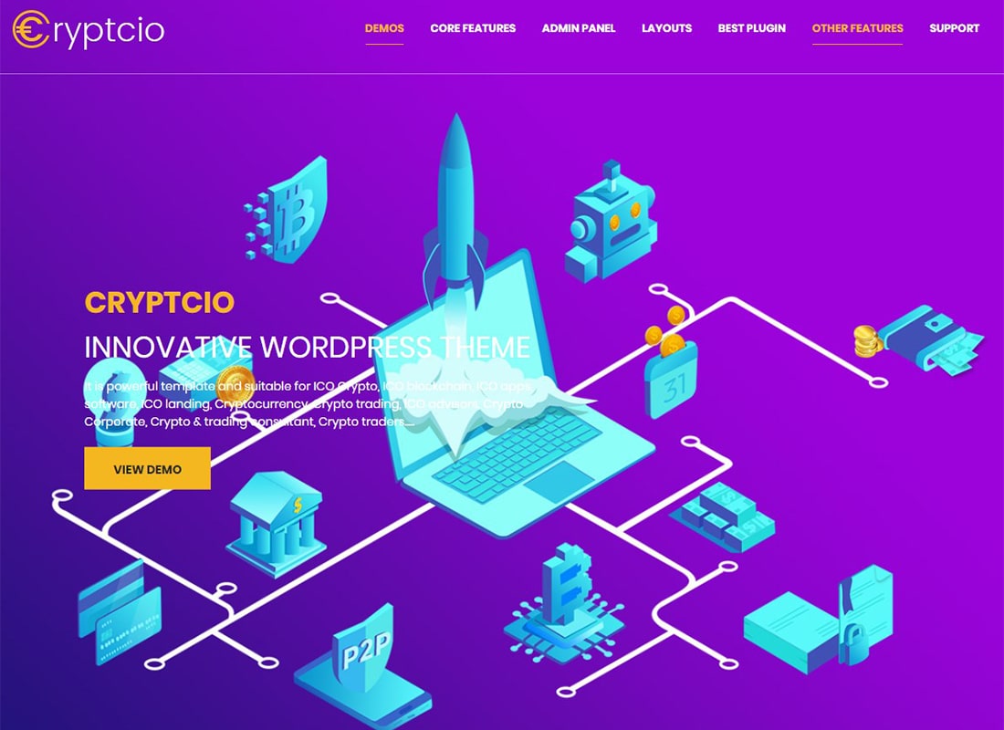 加密貨幣|創新的 WordPress 主題