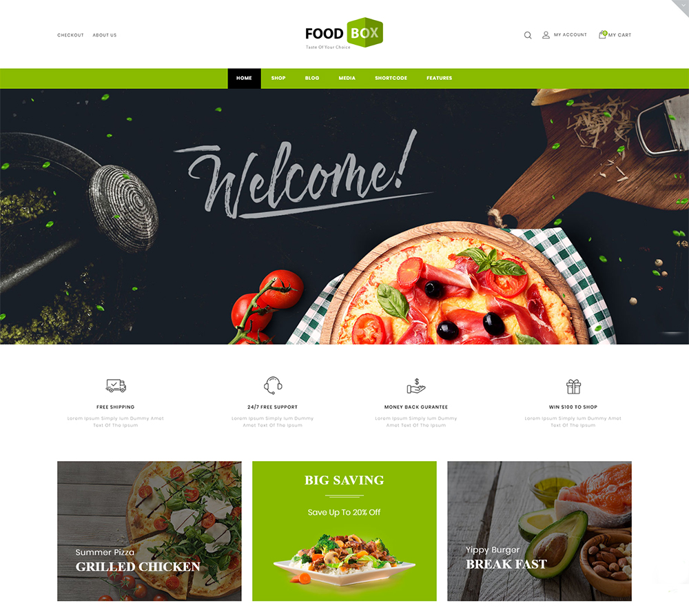 Boîte de nourriture - Thème WooCommerce de magasin de restaurant