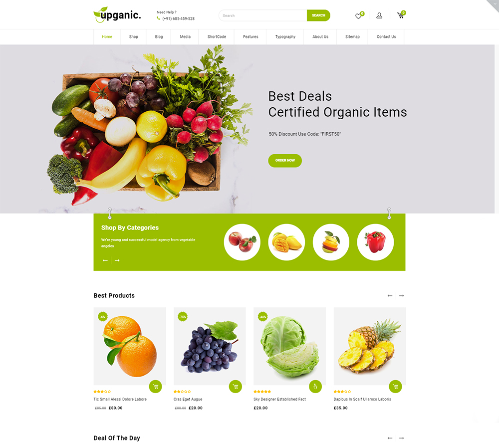 Upganic - Le thème Premium WooCommerce du Mega Grocery Store