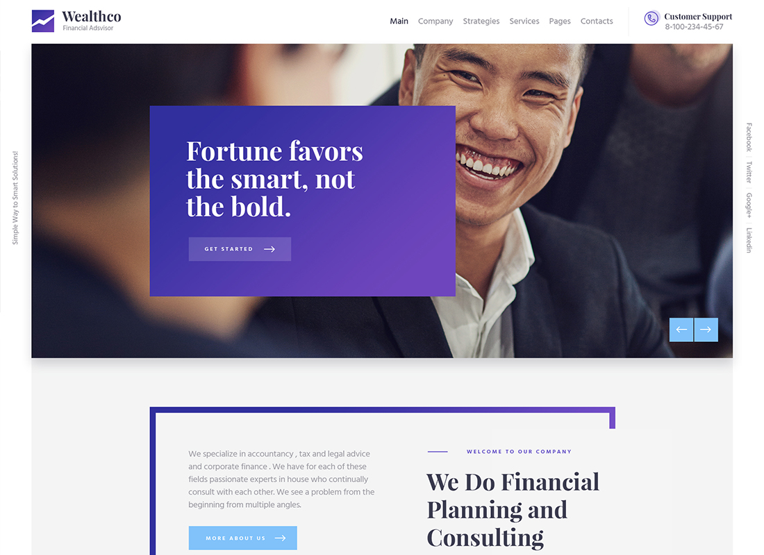 WealthCo - Un nouveau thème WordPress pour le conseil commercial et financier