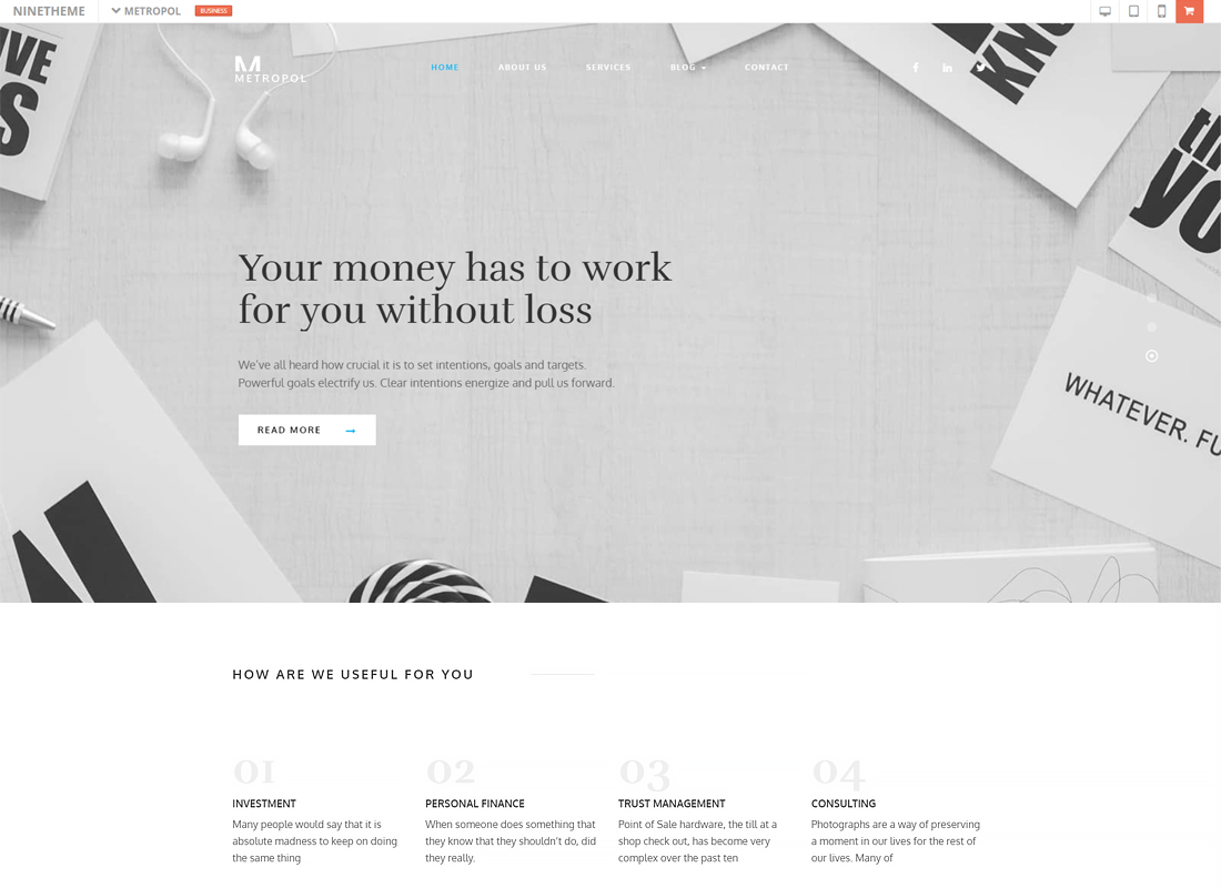 Metropol - Un thème WordPress pour l'investissement et la finance