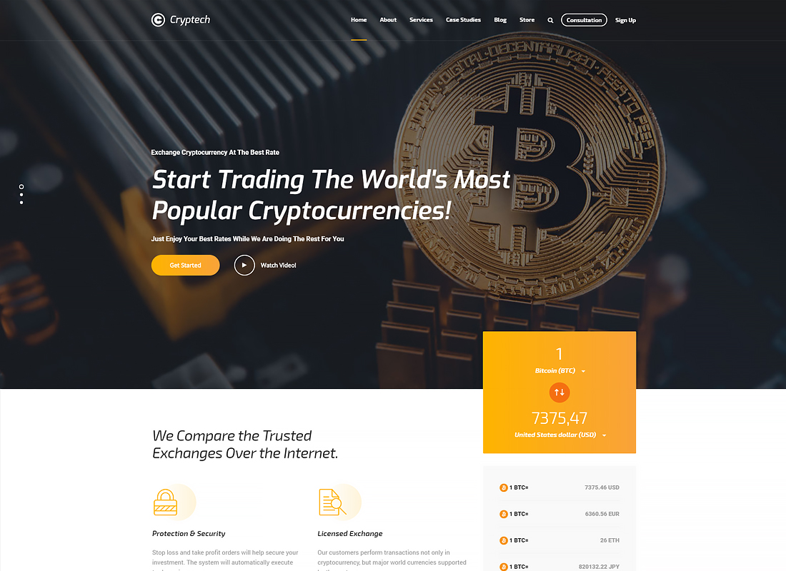 Cryptech - Thème WordPress pour les investissements, le conseil, l'ICO et la crypto-monnaie