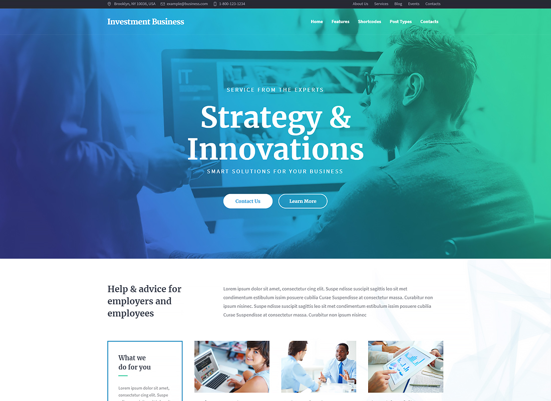 Investment Business - Thème WordPress pour conseil en finance et investissement