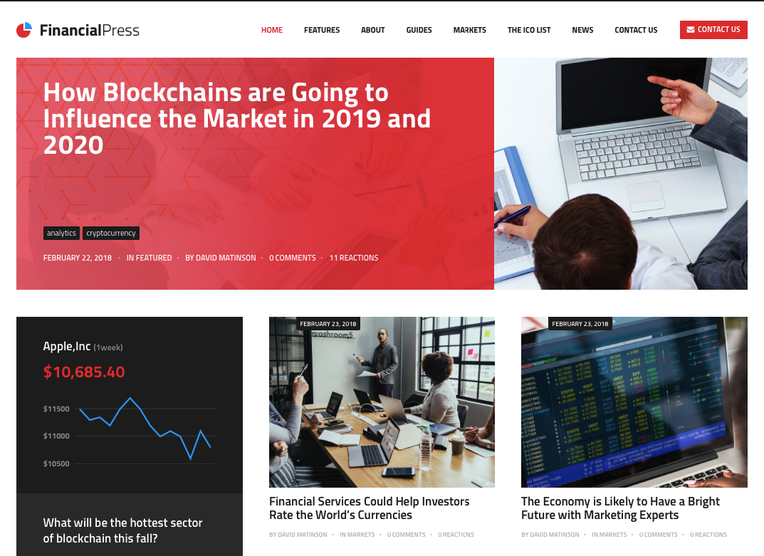 ChainPress | Thème de blog d'entreprise WordPress financier