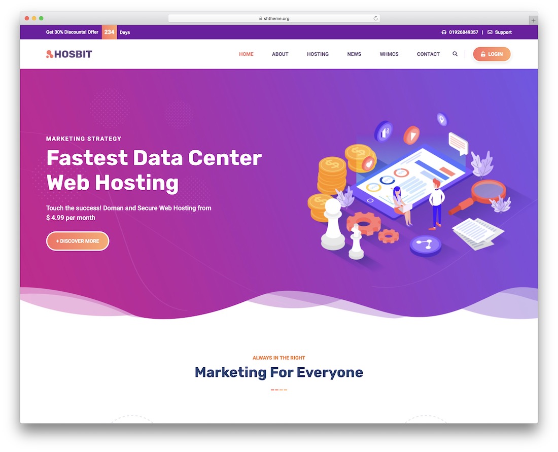 thème wordpress d'hébergement hosbit
