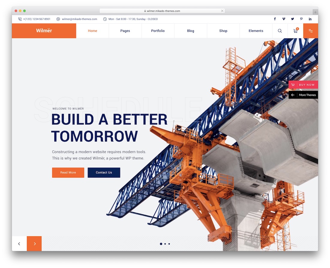 thème wordpress de l'entreprise de construction wilmer