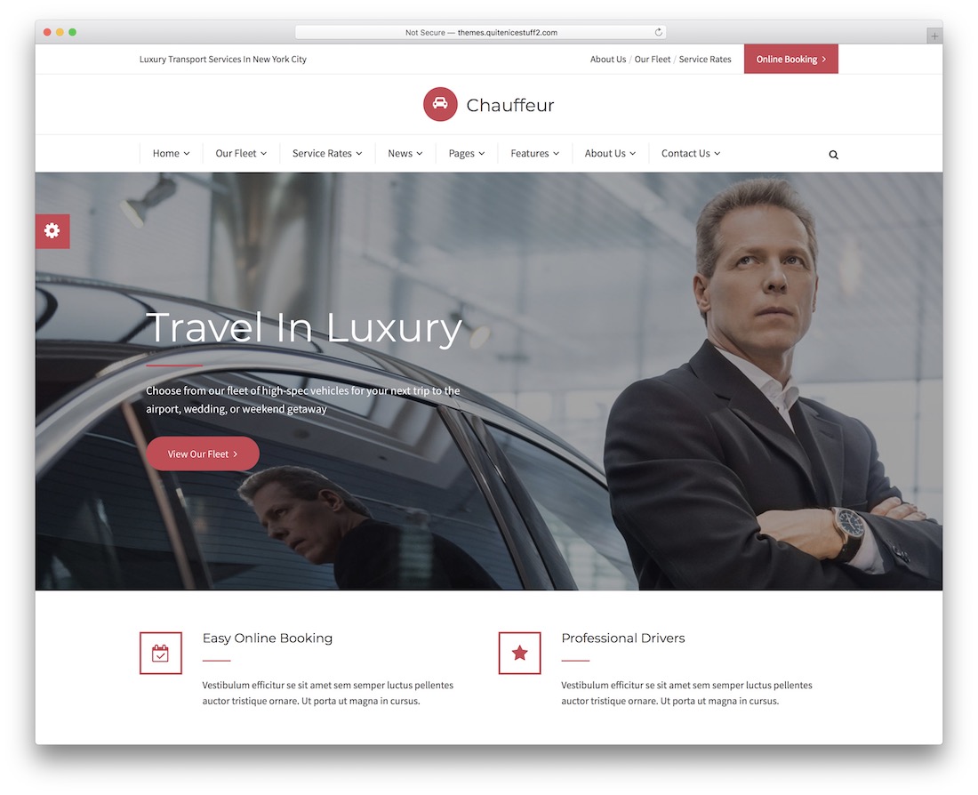 service de location de voiture de taxi avec chauffeur thème wordpress