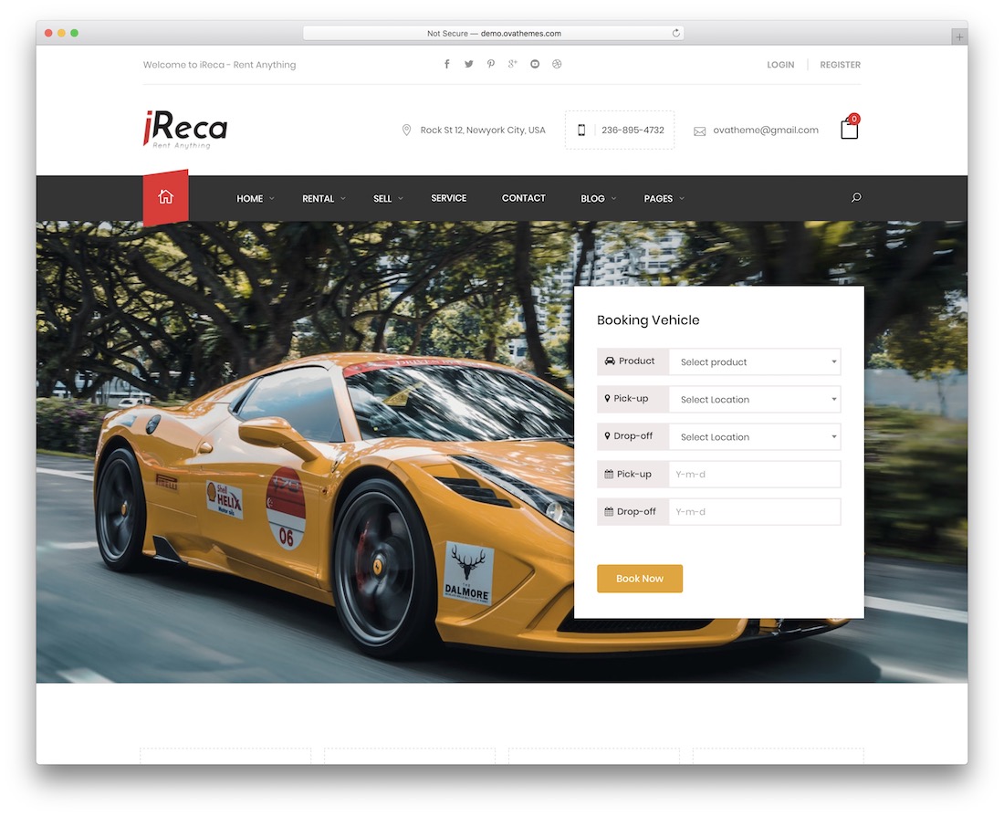thème wordpress du service de location de voiture de taxi ireca