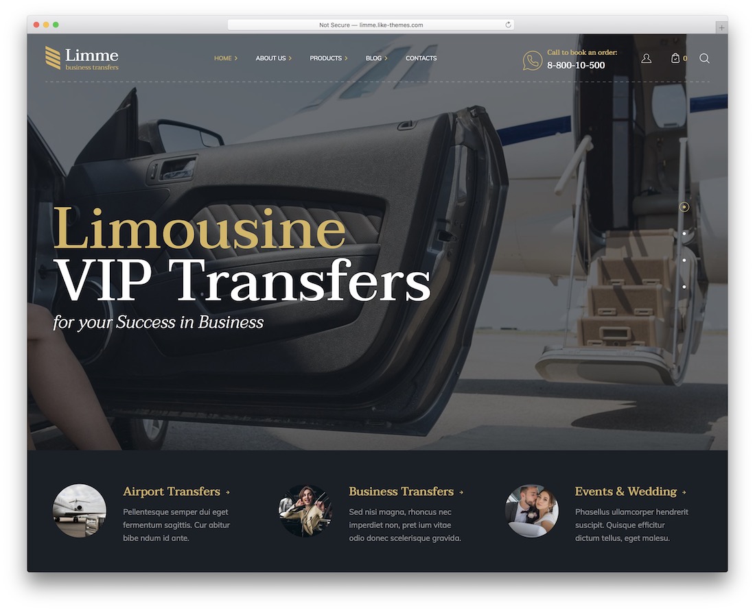 thème wordpress de taxi lime